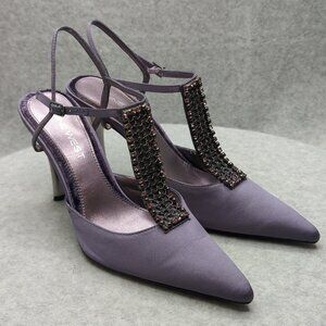 Nine West Embellished Gem Purple High Heel Wedding Bridesmaid Size 7.5M